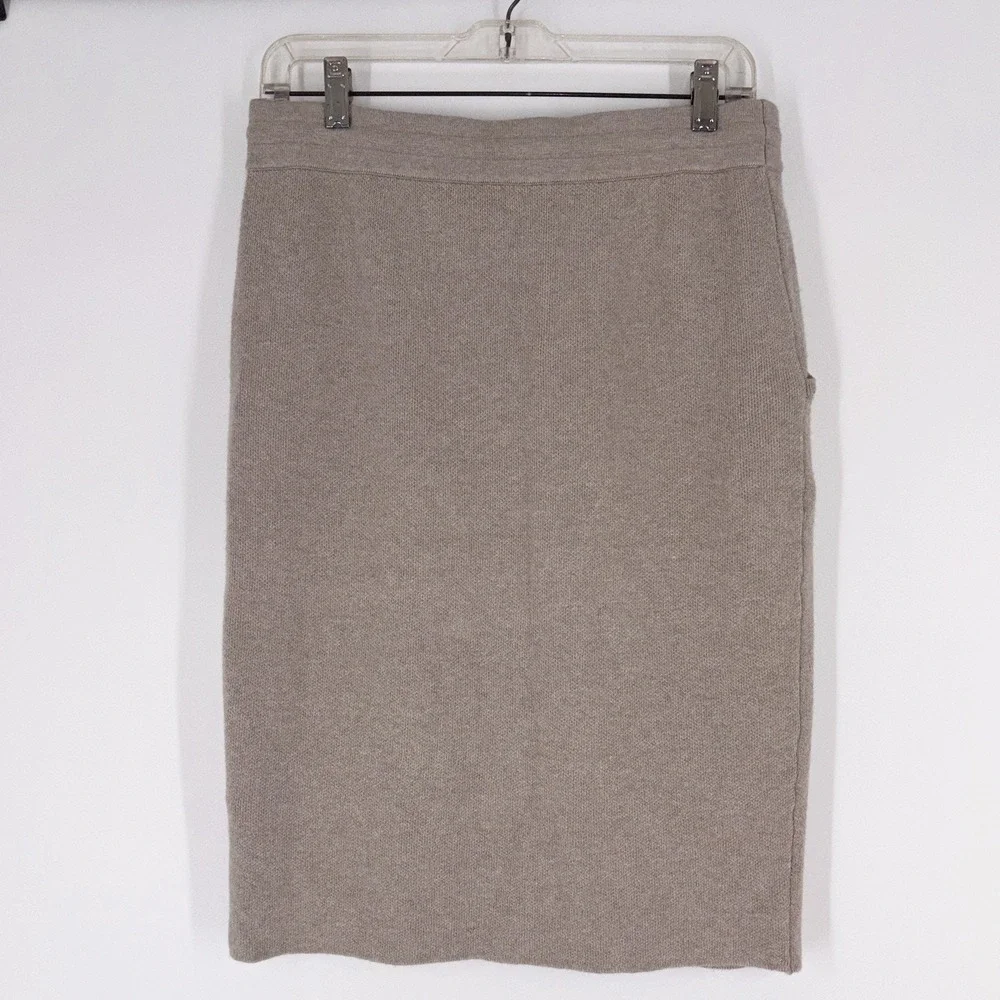 Reiss Connie Knit‎ Pencil Skirt Medium Beige Wool/Alpaca Blend Pockets EUC